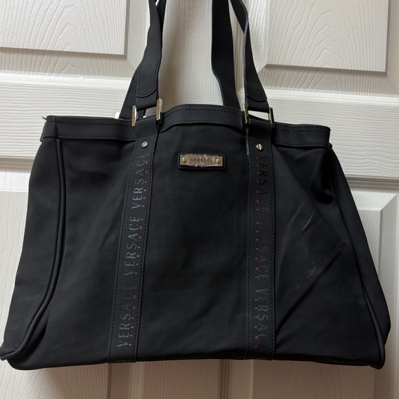 Versace Handbags - Versace Black Logo-Trim Tote